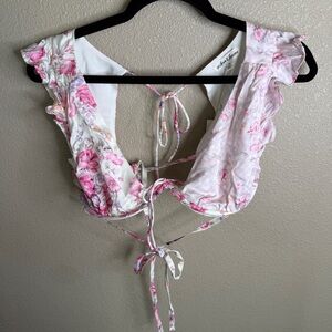 For Love & Lemons Patchwork Floral Corset-Style Tie Top – Size XL – NWT